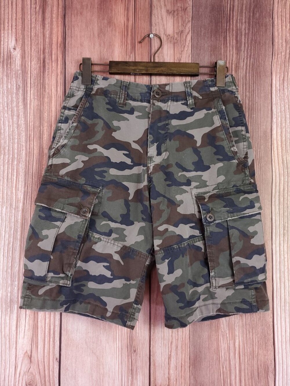 NWT American Eagle Flex Lived In Cargo Shorts 29 Camo Longer Length Below Knee